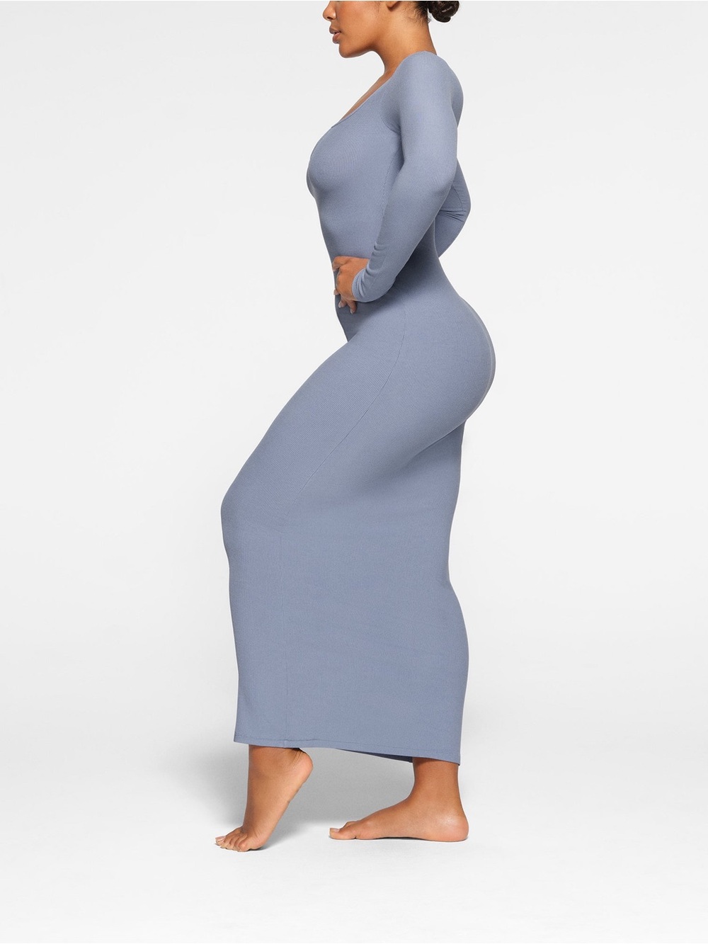 SKIMS soft lounge keyhole dress in slate - Picture 2 of 7